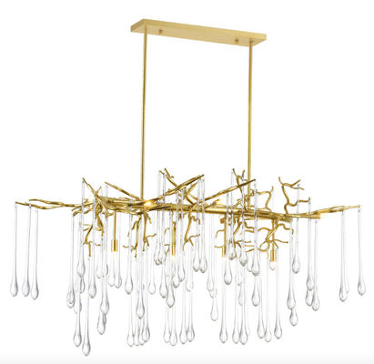 80 CRI Modern Crystal Chandelier Square Clear Glass Drop Chandelier