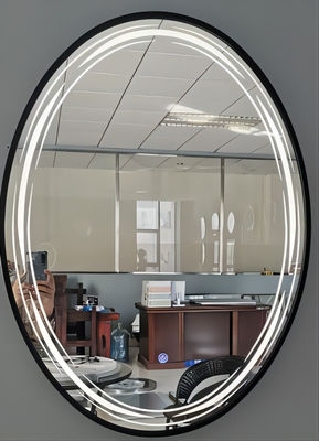 Aluminum Frame Oval Illuminated Bathroom Mirror 500*700MM