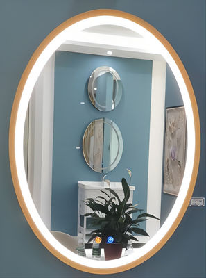 Aluminum Frame Oval Illuminated Bathroom Mirror 500*700MM