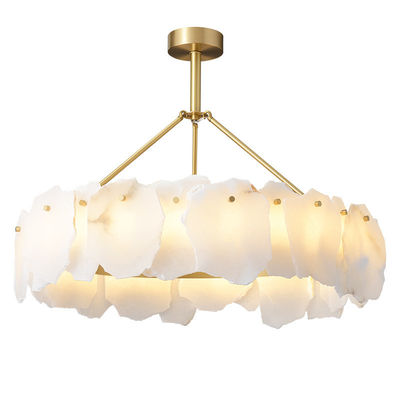 Iron Plated Brass Color Scagliola Luxury Ceiling Lights For Home Decoration