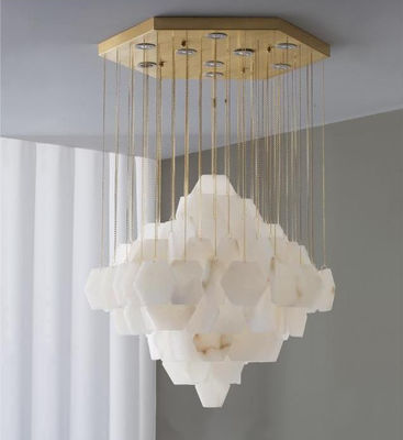 Minimalist Rectangular Alabaster Chandelier Home Decoration Lighting Hotel Restaurant Modern Design Marble Pendant Lamp