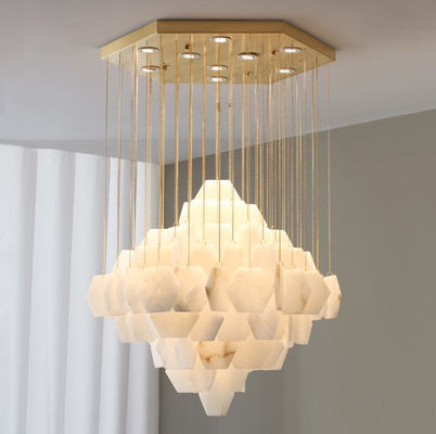 Minimalist Rectangular Alabaster Chandelier Home Decoration Lighting Hotel Restaurant Modern Design Marble Pendant Lamp