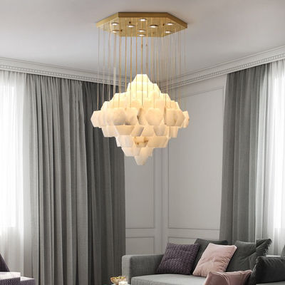 Minimalist Rectangular Alabaster Chandelier Home Decoration Lighting Hotel Restaurant Modern Design Marble Pendant Lamp