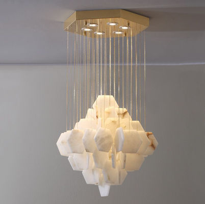 Minimalist Rectangular Alabaster Chandelier Home Decoration Lighting Hotel Restaurant Modern Design Marble Pendant Lamp