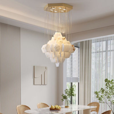 Minimalist Rectangular Alabaster Chandelier Home Decoration Lighting Hotel Restaurant Modern Design Marble Pendant Lamp