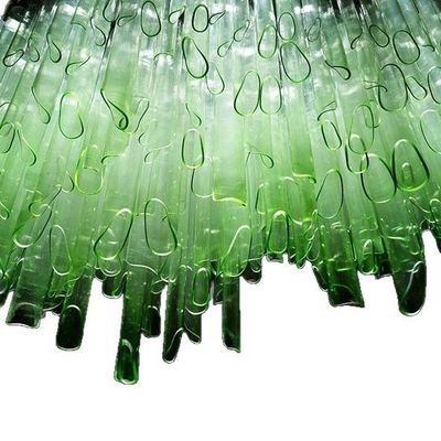 Fashionable Art Decor Green Glass Tube Chandelier For Restaurant Reception Hotel Rooms Custom Made And LED Light Source