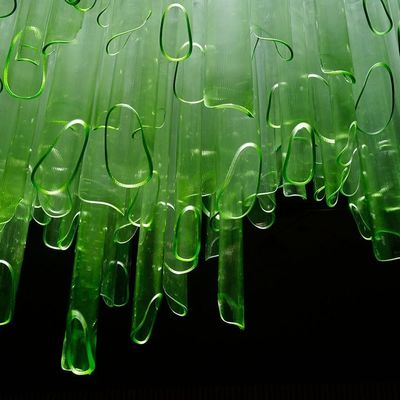 Fashionable Art Decor Green Glass Tube Chandelier For Restaurant Reception Hotel Rooms Custom Made And LED Light Source