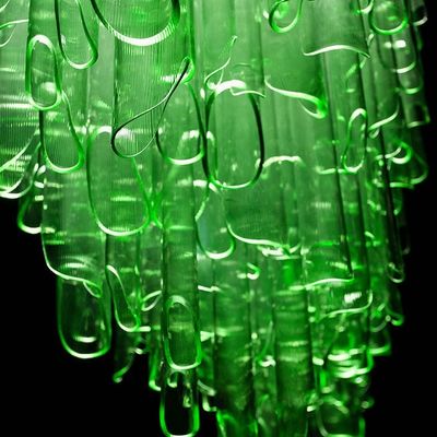 Fashionable Art Decor Green Glass Tube Chandelier For Restaurant Reception Hotel Rooms Custom Made And LED Light Source