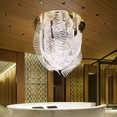 Creative Crystal Light Custom Modern Luxury White Art Ceiling Chandelier For Hotel Lobby With Special Shape And Wide Voltage Range