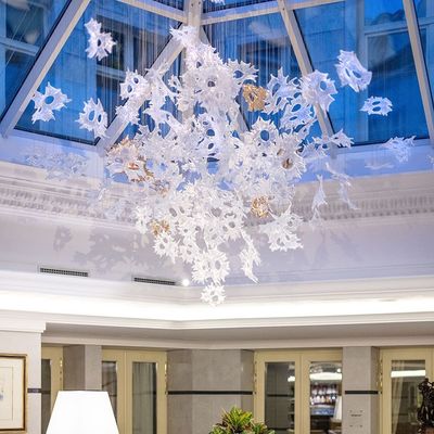 Non-Standard Project Custom Double Hole Glass Maple Leaf Hanging Decoration Hotel Department Hall Large Soft Decoration Art Lighting