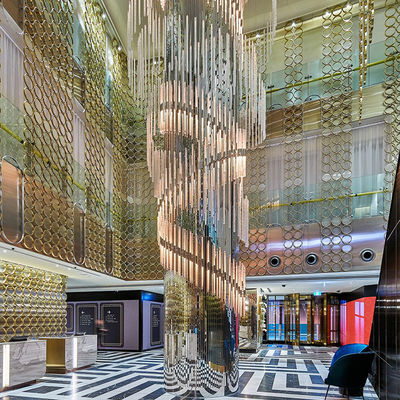 High Ceiling Hotel Lobby Modern Crystal Chandelier With Glass Shade And AC 165-265V Input Voltage