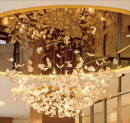 Large Foyer Chandelier For Hotel Lobby And Home Modern K9 Crystal Butterfly Design With Custom Size And Stainless Steel