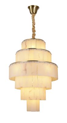 Contemporary Round Large Spanish Marble Brass Pendant Light Living Room Hanging Lamp