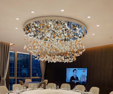 Large Chandelier Lamp Colorful Glass Stone Light Art Style for Villa Project Hotel Lobby