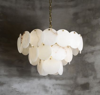 American Luxury All-Copper Simple Staircase Chandelier for Living Room Imported Spanish Marble New Generation Pendant Lights