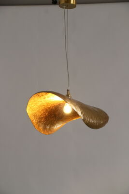 Creative Unique All-Copper Lotus Leaf Nordic Modern Minimalist Bar Counter Lighting Straw Hat Pendant Lamp for Southeast Asia