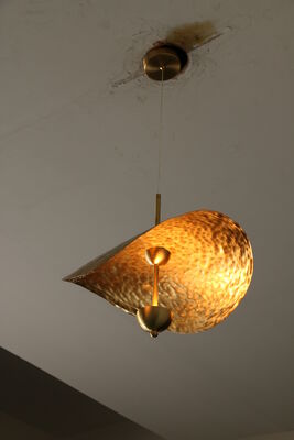 Luxury Modern LED Chandeliers for Home Restaurant All Copper LED Pendant Lamps with Adjustable Height Brass Lotus Leaves Design