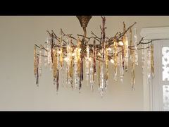 Παρουσιάζουμε Κρύσταλλο Κρεμαστό Φωτιστικό 80cm Ρυθμιζόμενο Σύρμα Σιδήρου Καπνισμένο Κρύσταλλο Οροφής ISO9001 240V Για Εσάς