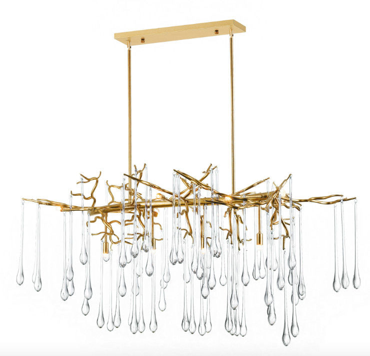 80 CRI Modern Crystal Chandelier Square Clear Glass Drop Chandelier