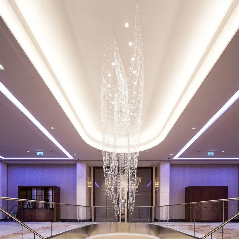 Crystal Luxury Duplex Villa Stairwell Chandelier Living Room Ceiling Lamp Household High-Grade Customized Lamps