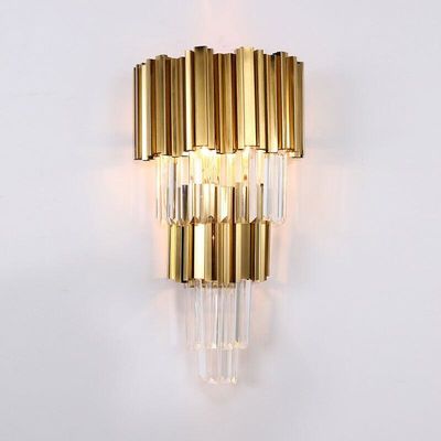 Ο χρυσός E14*3 E14*2 τελειώνουν και Sconces 6500K 4000K λαμπτήρων τοίχων κρυστάλλου για το σπίτι στο εσωτερικό