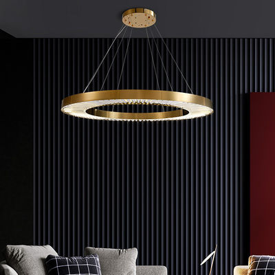 Βουρτσισμένος ορείχαλκου Dimmable τρία δαχτυλιδιών πολυέλαιος 110V δαχτυλιδιών των οδηγήσεων σύγχρονος σε 240V