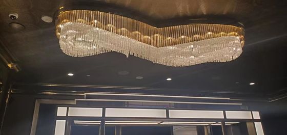 3000k Προσαρμοσμένο λαμπτήρα κρεμάλας Κρυστάλλινο γυαλί φλυτζάνιο τοποθέτηση υψηλές οροφές πολυέλαια