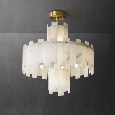 Σιδερένιο Scagliola High End Pendant Φώτα Με Μαρμάρινο Φωτοστάτη