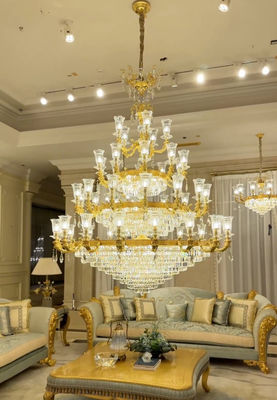 OEM ODM Luxury μεγάλα σύγχρονα πολυέλαια φουαγιού με υψηλής ποιότητας κρύσταλλο