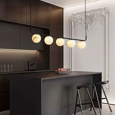 Χονδρικό Σιδηρούν Σήμερα Εστιατόριο Pendant Lamp Για κρεβατοκάμαρα Κρεβατοκάμαρα Δείπνα Λούξου Alabaster Μαρμάρινη μπάλα Pendant Φως