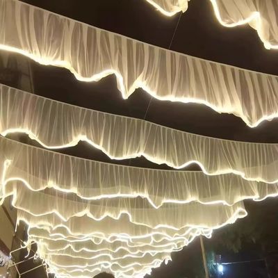Λευκό φως S Strip Wedding Ceiling Curtain For Dance Hall Wedding Event Party Hall Decor With Led Light Strip (Λευκό φως S Strip Wedding Ceiling Curtain For Dance Hall) Πάρτι του χώρου του γάμου