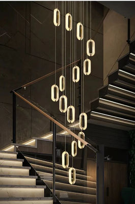3200-6500K Τρία χρώματα που αλλάζουν το φως LED πολυέλαιο μοντέρνο φως ακρυλικό οβάλ μενταγιόν για το σπίτι και το εστιατόριο