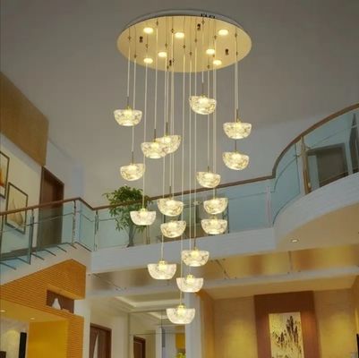 Δυοπλέκτο κτίριο λάμπα σαλόνι δημιουργικό ίνγκο κρυστάλλινη βίλα κρεμαστή φωτεινή σπειροειδή σκάλα μακρύ πολυέλαιο