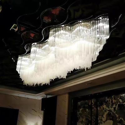 Custom crystal lobby chandelier Μεγάλο ξενοδοχείο lobby banquet hall art chandelier non-standard engineering glass staircase chandelier wedding hall lighting crystal light luxury ceiling