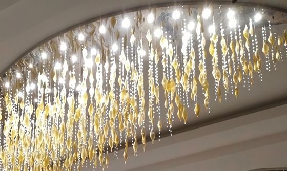 Φωτισμένος κεραυνός οροφής Luxury Art 1 Piece Glass Pendant Light Hand Blown Glass Chandelier Gold Crystal Hotel Villa Custom Modern