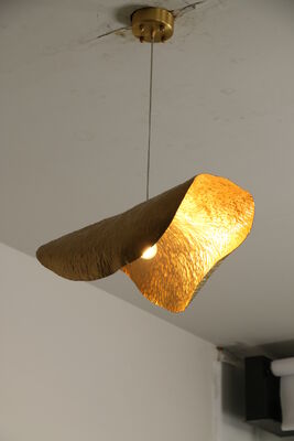 Σκανδιναβικό μοντέρνο χάλκινο κρυστάλλινο χειροποίητο φύλλο λωτού φουσκωμένο γυαλί κρεμασμένο φωτισμό μονό κρεμασμένο κουζίνα πολυέλαιο κρεμασμένα φώτα