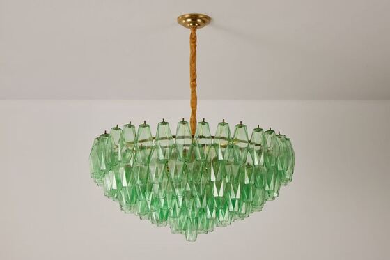 Χειροποίητο φωτιστικό οροφής από μπλε γυαλί σε σκούρο μπλε χρώμα με ορειχάλκινο φινίρισμα για φωτισμό σαλονιού, τραπεζαρίας, υπνοδωματίου