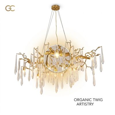 Custom Teardrop Crystal Chandelier Gold Finish Luxury Hotel Villa Dining Club Pendant Light Fixture