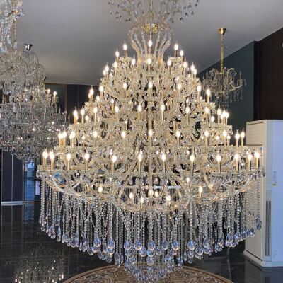 High Ceiling Extra Large Chandelier 24K Golden Copper Malachite Pendant Light For Dining Room Bedroom